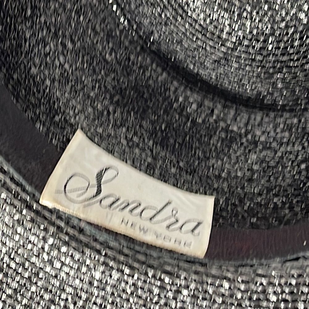 Vintage 60s Black Straw Hat with Feather Plume - Picture 14 of 15